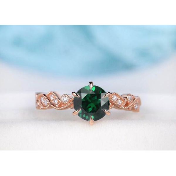 Лоза винтажного изумрудного реального кольца украшений диаманта флористическая отрезала размер 6.5mm