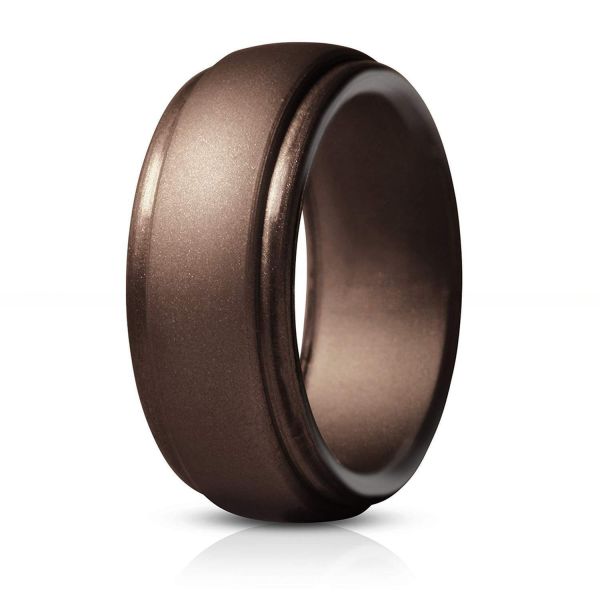 Sport Wedding Silicone Ring 8mm Step Edge Breathable For Men