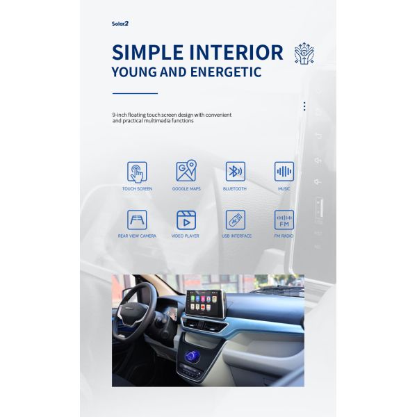 Blaval Min EV Car Airbag Mini 100km/h 4 asientos Batería de litio Coche inteligente con ajuste eléctrico Espejo retrovisor exterior