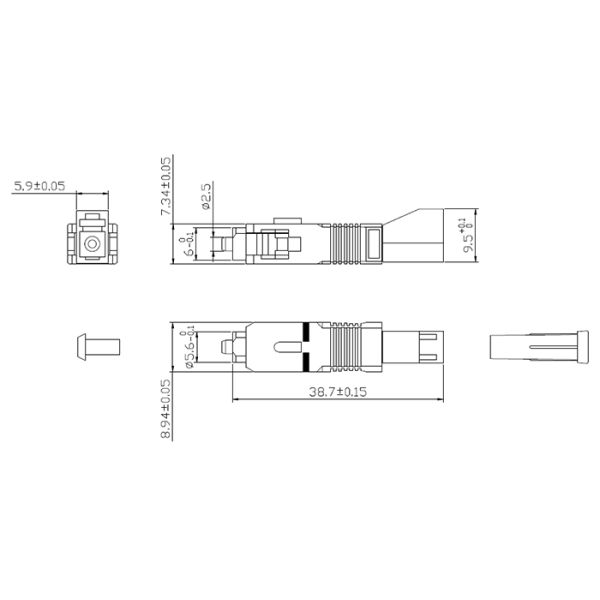 Mâle d'adaptateur de fibre de mode unitaire de Sc optique/PC à la femelle de LC/PC avec le port en métal LC