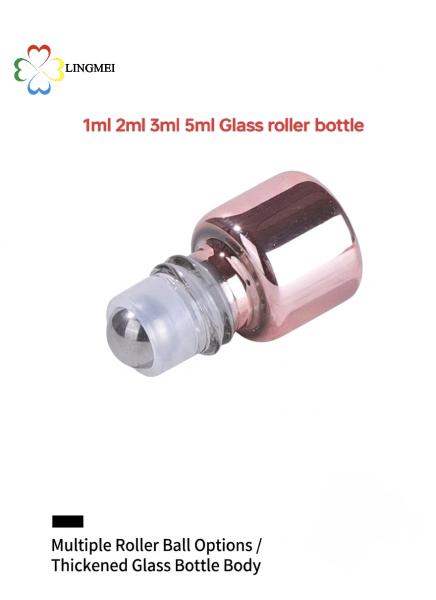 Premium UV Electroplated Rose Gold Glass Roller Bottles | 1ml 2ml 3ml 5ml Mini Essential Oil & Perfume Vial for Travel