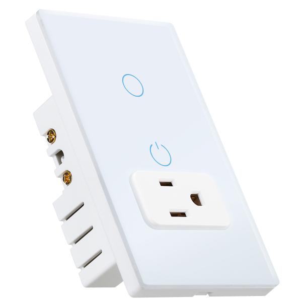 IOS / Android Compatibility Wifi Wall Socket 15A Smart Wall Outlets With 1 Gang Wifi Switch