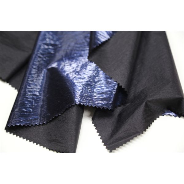 Fashion Clothes Pu Leather Faux Leather , Pearl Blue Coated Pu Leather Material