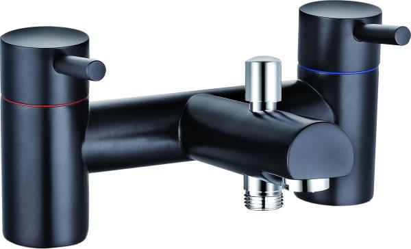 Double Handle Bath Shower Mixer with Ceramic Valve in Black Finish T8201B