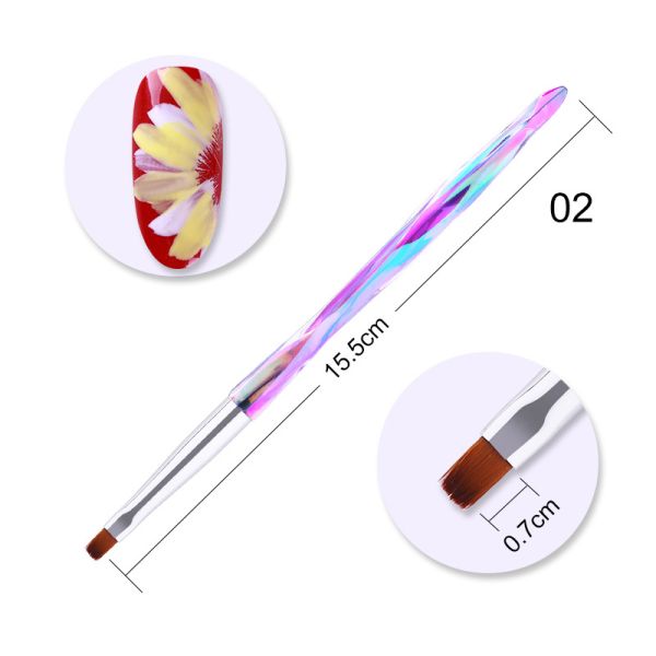 Nylon Acrylic Handle Nail Gel Brush French Glitter Flower Magnet Nail Gel Pen