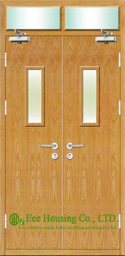 Commercial fire retardant wooden doors With Glass Panel, 50mm thickness