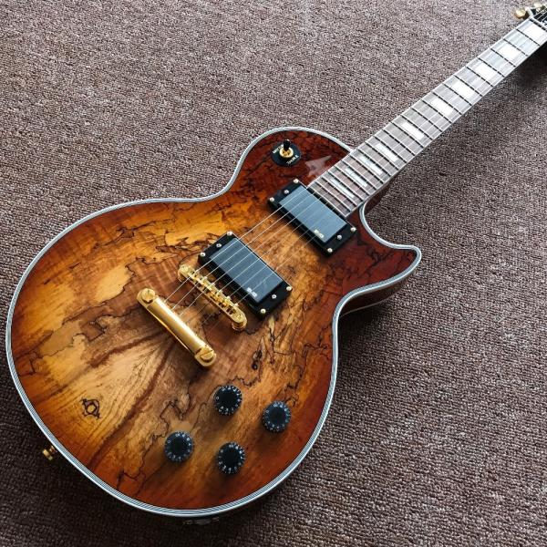 New custom Electric guitar Hot Selling Map transparent brown Custom Electric Guitar 6 Strings Guitars