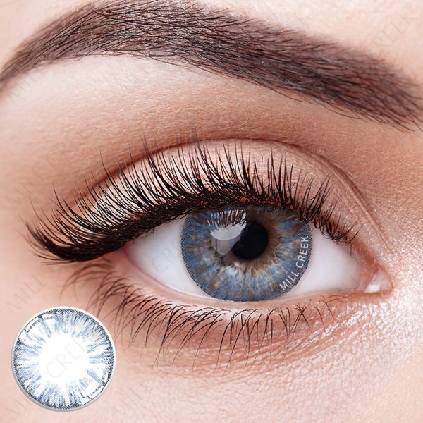 Custom Logo Nougat Blue Eye Contact Lenses Triple Tone 14.2mm