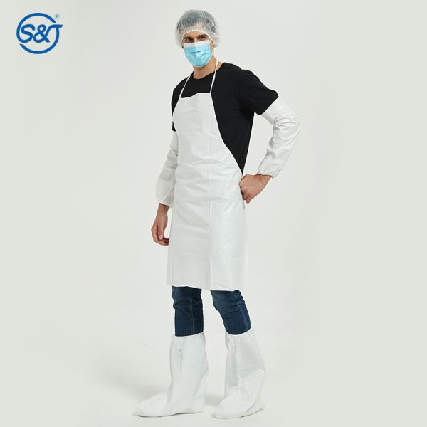 S&J Biodegradable Disposable Waterproof Poly Aprons 1 Mil. Unisex Covers PE Disposable Plastic CPE Aprons Oil-proof Protection
