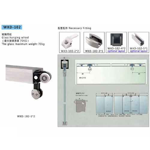 Bathroom Sliding Door System 102, Stainless Steel 304, Satin MIrror,  glass sliding door