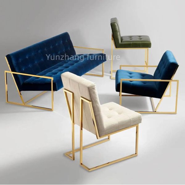 201 veludo de aço inoxidável Sofa Chair Hotel acolhedor/mobília da sala de visitas