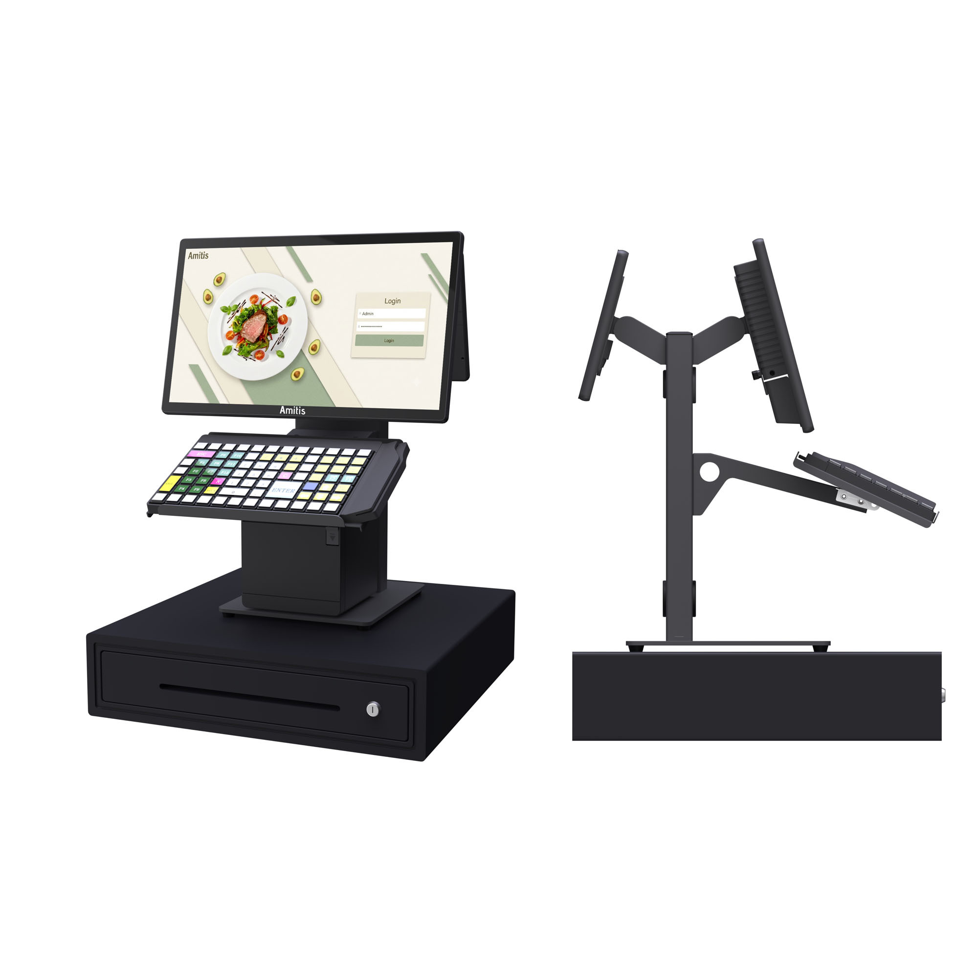 Complex Retail Windows POS Terminal Intel N95 Dual Display All In One POS Workstation