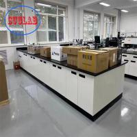 Bancos de laboratório de química com gabinete de base de madeira