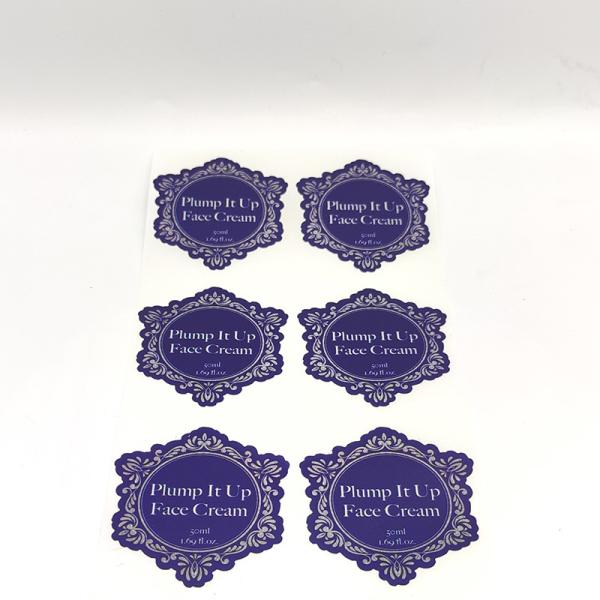Pantone Waterproof Cosmetic Labels BOPP PET Die Cut Vinyl Stickers