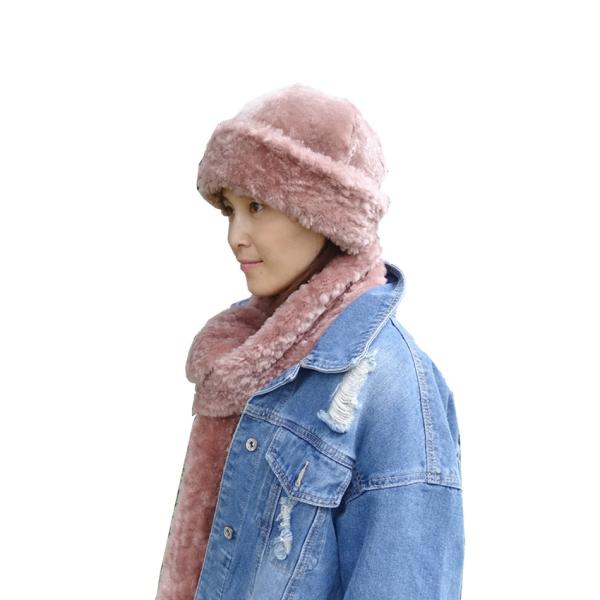 6 Panel Sheepskin Beanie Hat Shearling Lamb Fur Soft Warm For Winter