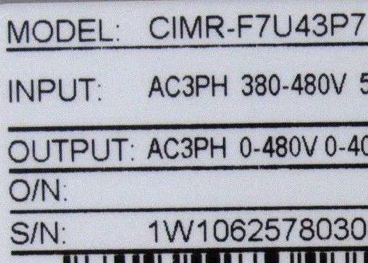 YASKAWA CIMR-F7U43P71F DRIVE 380-480VAC 5HP 7.6AMP 3PHASE NEMA 1 ENCLOSURE.NEW ORIGINAL.