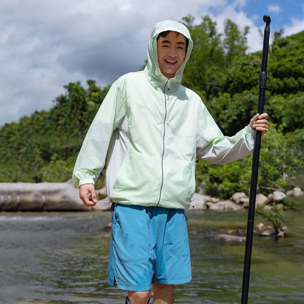 Men Breathable Quick Dry UV Protection Hooded Jacket for Outdoor Beach Surf Trip