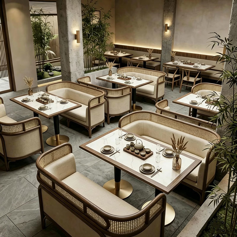 Easy Clean Comfortable Customizable Leather Restaurant Booth Sofa Commercial Furniture Set