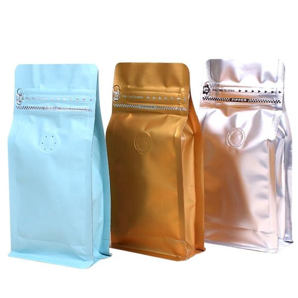 Manufacturer Supply Stand-up Coffee Bean Bags with Valve 125g 250g 500g 1kg