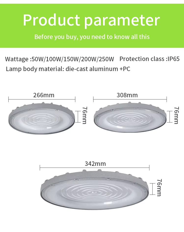 High Brightness UFO Factory Lights, High Bay Lighting for Factories, Warehouses, and Gymnasiums