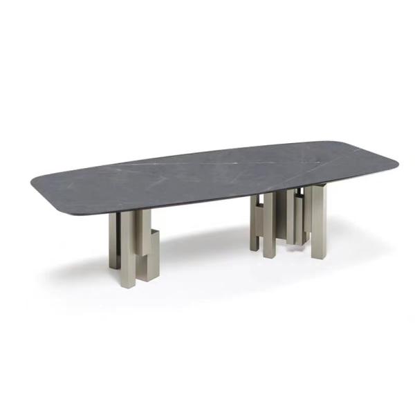 Wholesale Modern Ceramic Dining Tables and Chairs Set Sintered  Marble Dining Table 8 Seater