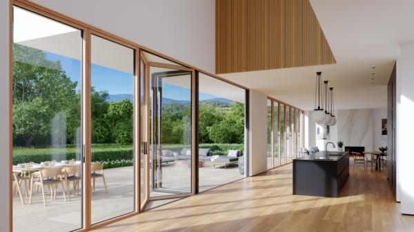 Powder Coating Frame Finishing Aluminum Folding Doors Aluminum Alloy Hollow Toughened Glass