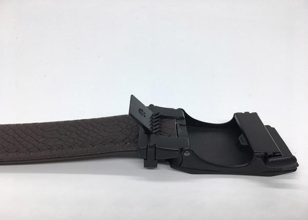 Custom 3.5cm Brown Ratchet Fit Dress Belt With Automatic Buckle