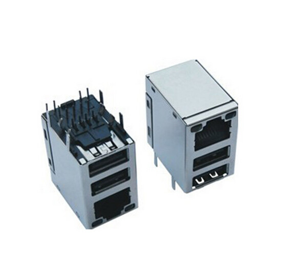 Professional Rj45 Modular Jack With Dual Port USB Connector , Cat5 Rj45