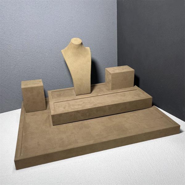 Brown Velvet Microfiber Necklace Holder Stand Medium Small Jewelry Mannequin Bust