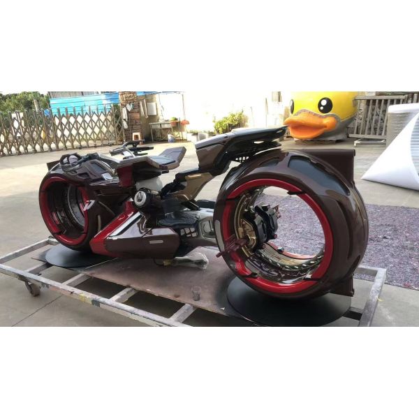 Luminous Motorcycle Disney-themed Decorative Sculpture for Public Spaces, Suitable for Scenic Areas and Outdoor Placement, Made of Cast Copper, Stainless Steel and FRP (Fiberglass Reinforced Plastic)