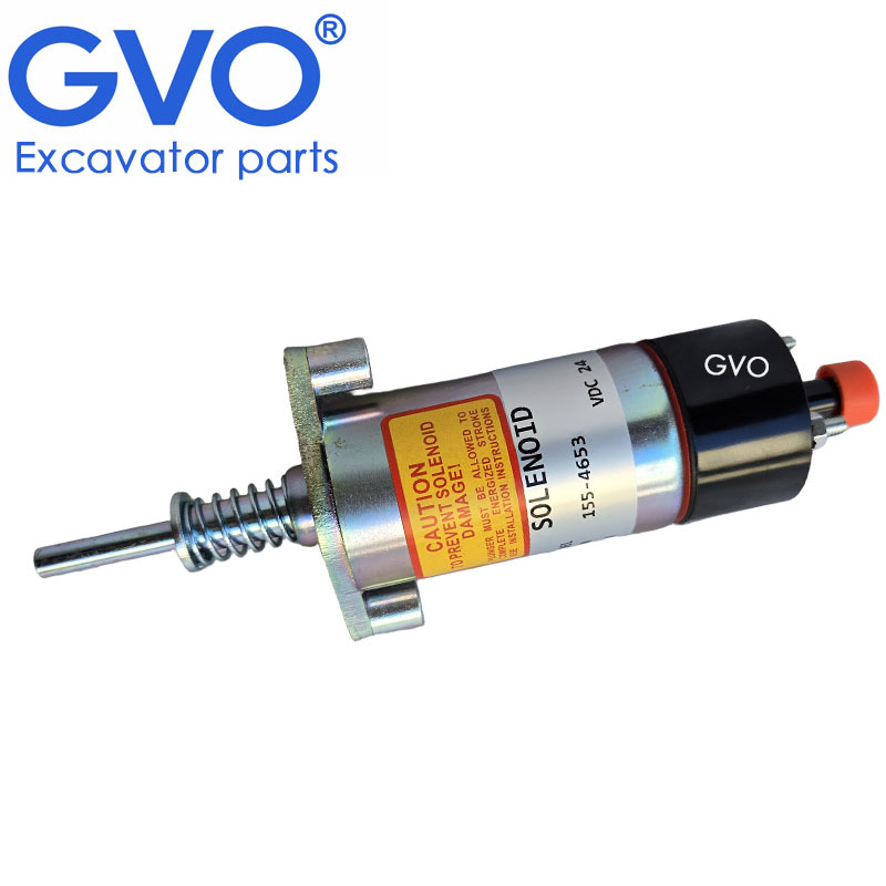 GVO 1554653 Engine Stop Solenoid Valve Fuel Shutoff Solenoid Valve for E330B E330C 973C Excavator Bulldozer Electrical Component
