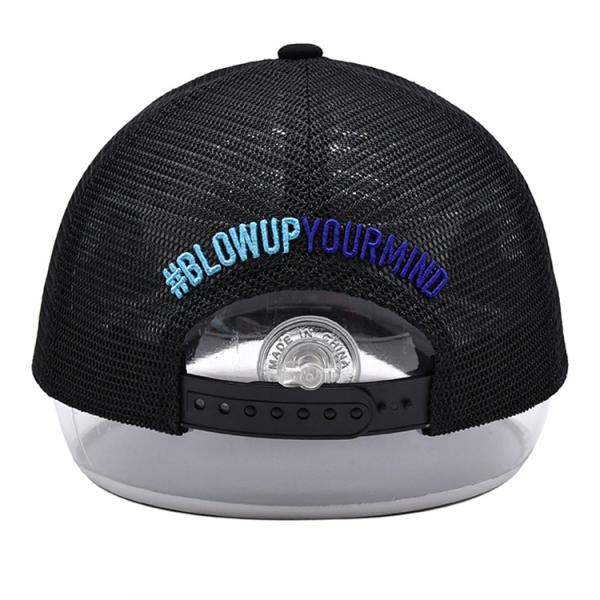 3D bordado Distressed Cotton Twill Trucker Hat Black Mesh Trucker Cap Pre visor curvo