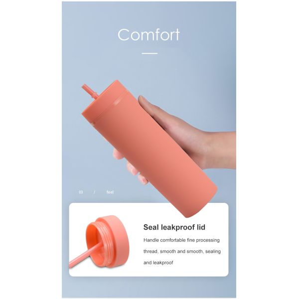 Minimalist Eco Friendly Custom Bpa Free 16oz PP Plastic Water Bottle with Straws