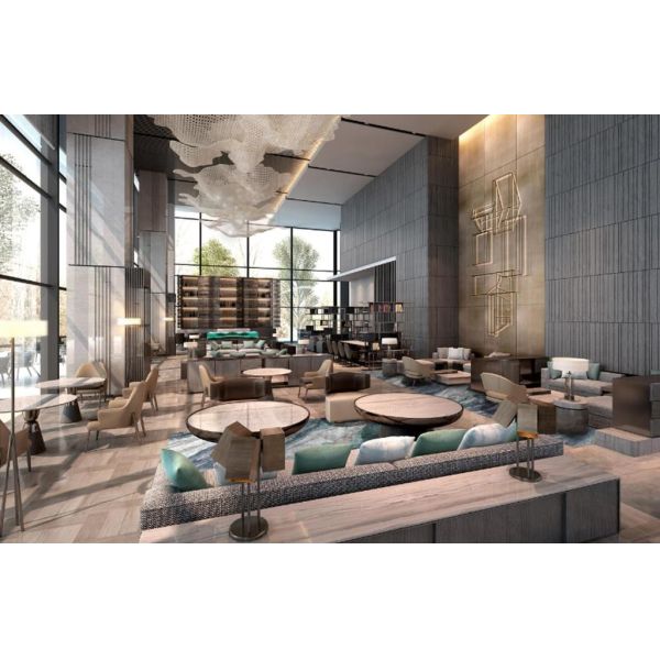 Стены вида изголовья драпирования PU дизайна группы гостиницы Marriott панель ТВ кожаной деревянная