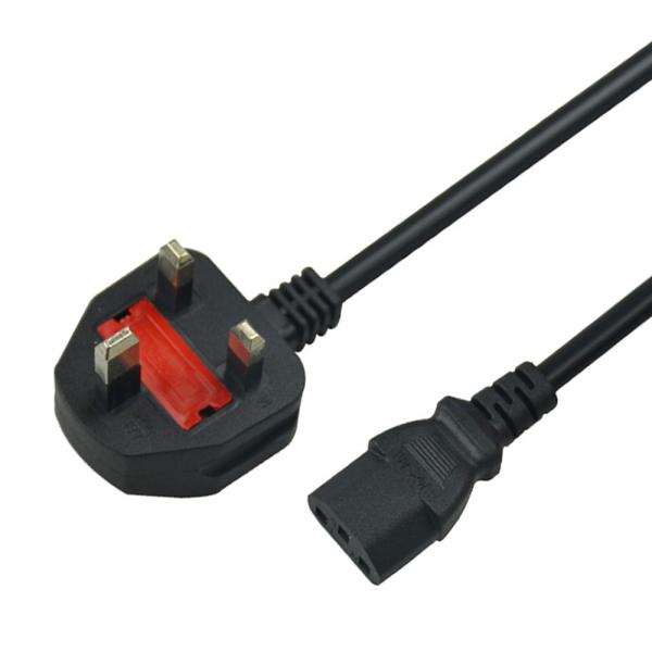 Low Voltage UK Power Cord 3 Pin Plug For PC Computer Customized Length
