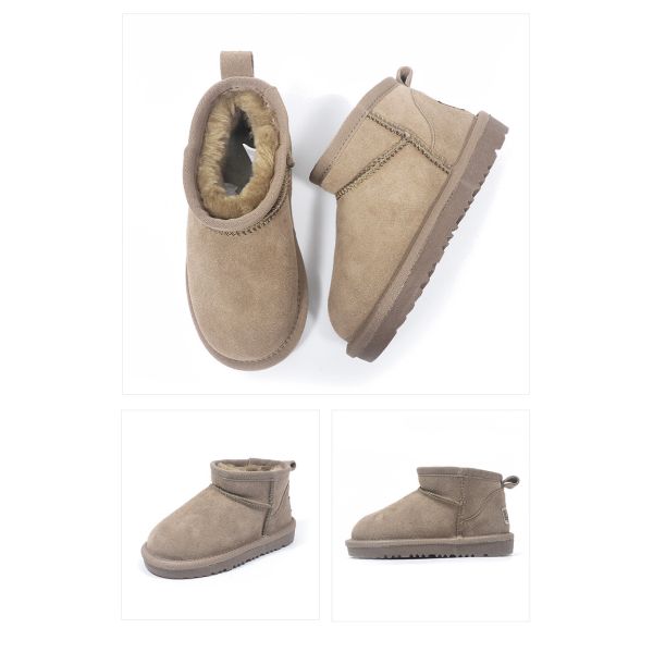 Winter Cowhide Snow Boots Plus Velvet Genuine Leather Short Boots Waterproof Non-Slip Outdoor Warm Cotton Shoes