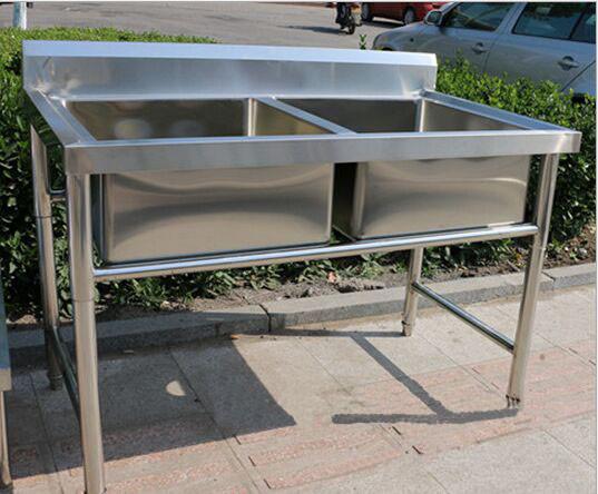 Corrosion Resistant Stainless Steel Display Racks Double Bowl Kitchen Sink