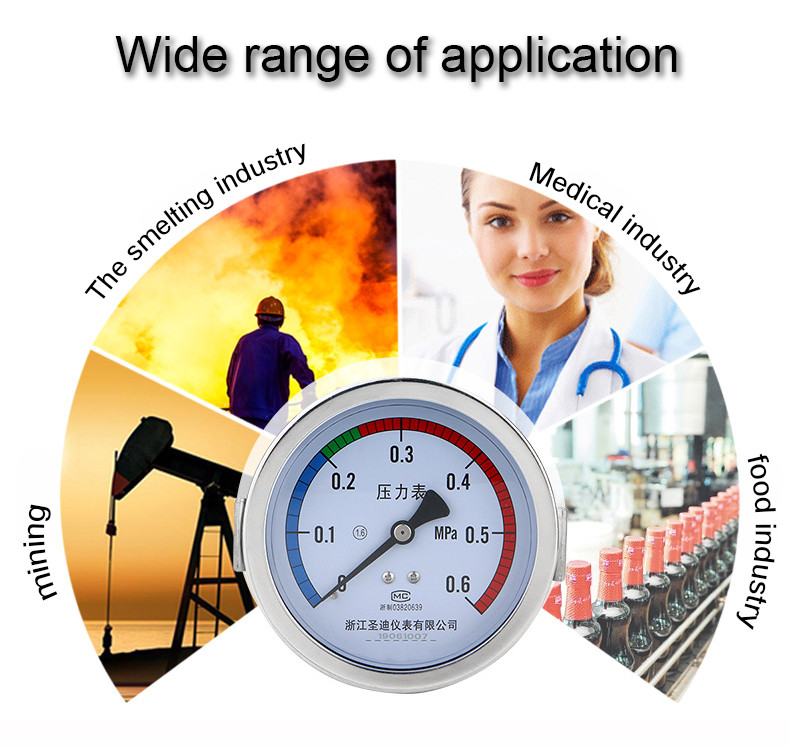 Clamp Type Design 100mm Axial Hydraulic Oil Pressure Gauge for Precise Measurements