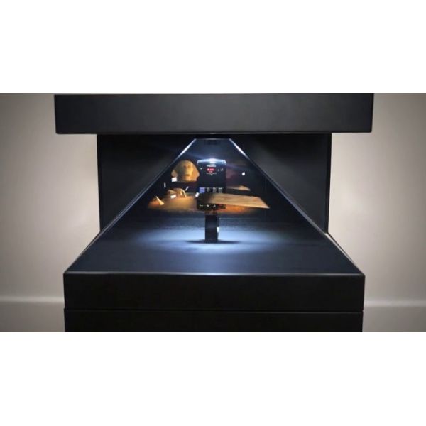 дисплей 3 пирамиды Холограм витрины дозора 3Д Холо встает на сторону 32 дюйма