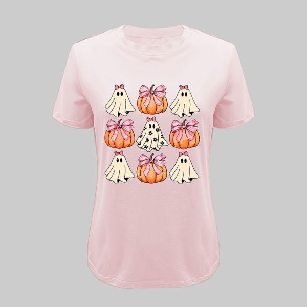 Custom Cotton Blend Screen Printing Logo Women Short Sleeve T Shirt