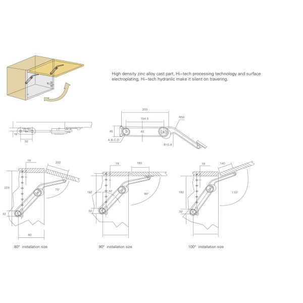 Поддержка Gp09 двери шкафа сплава цинка с никелем/Chrome покрыла финиш