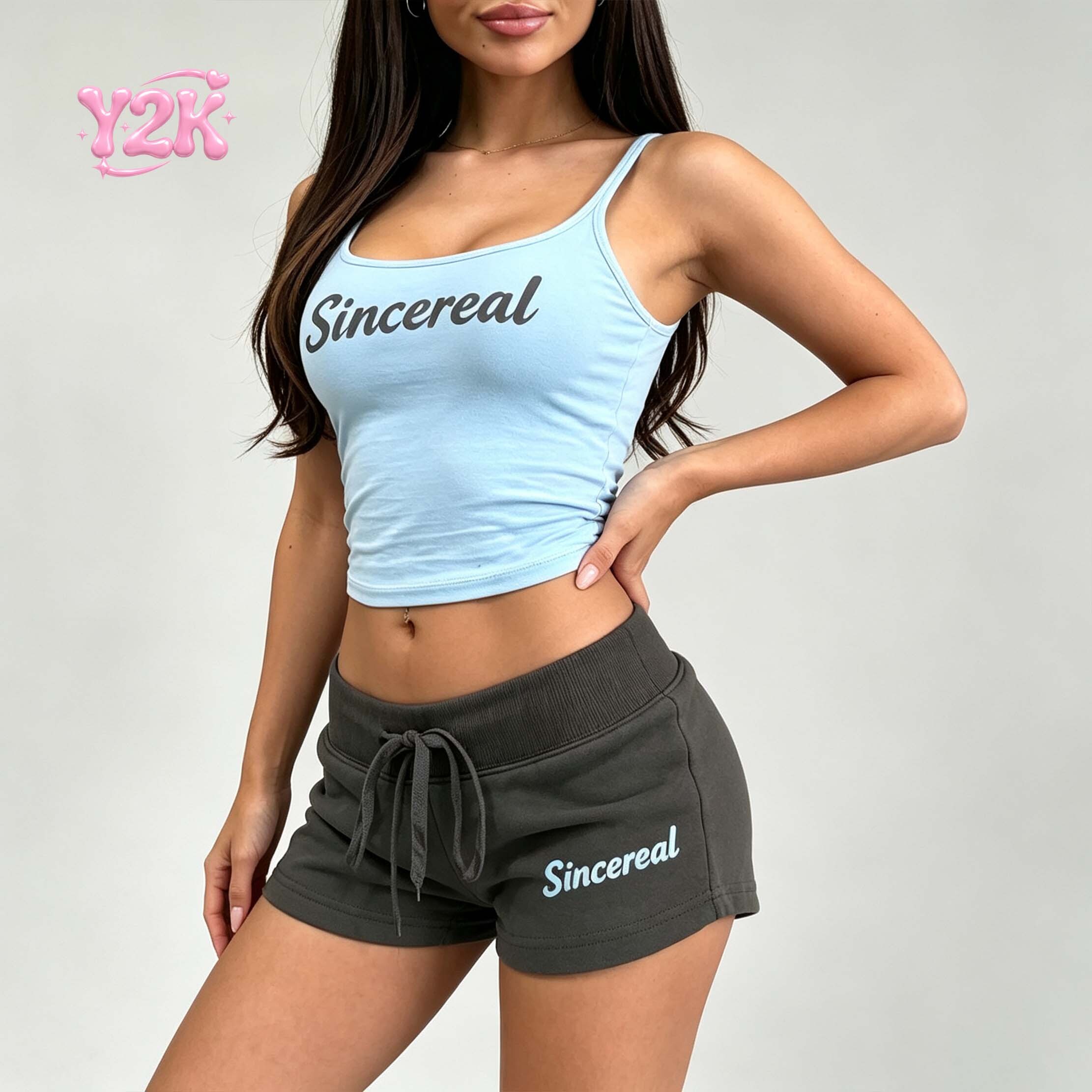 Custom Light Blue Tank Top Slim Fit Casual Women Vest Top