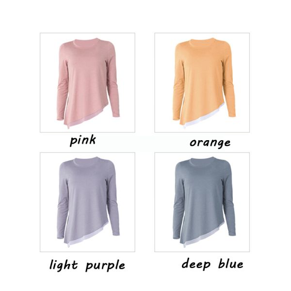 Orange Nude Yoga Long Sleeve Top Women'S Irregular Breathable Sports T - Shirt