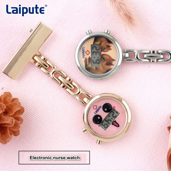 Cute Digital Nurses Clip On Fob Watch 27mm Case Zinc Alloy Waterproof