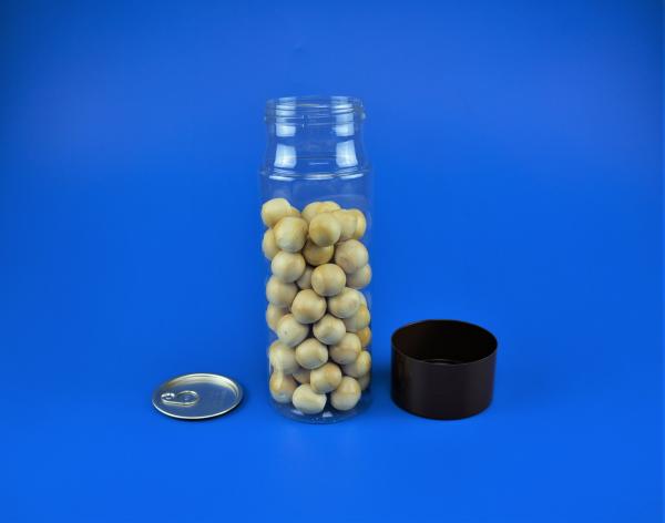 Black Cover Clear Pet Jars , High Durability Transparent Plastic Big Jar