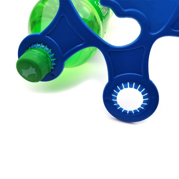 Blue Color HDPE Plastic Bottle Handles For 6 Beverage Bottles Carry