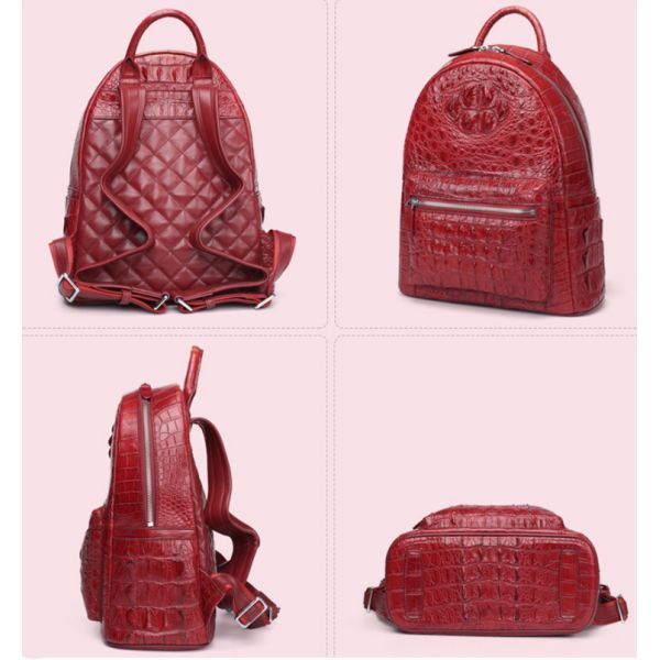 Custom logo crocodile skin bag backpack for ladies