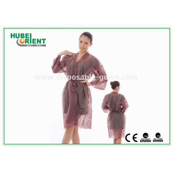 Disposable Spa Robes Nonwoven Material Made PP Kimono , Black / Purple