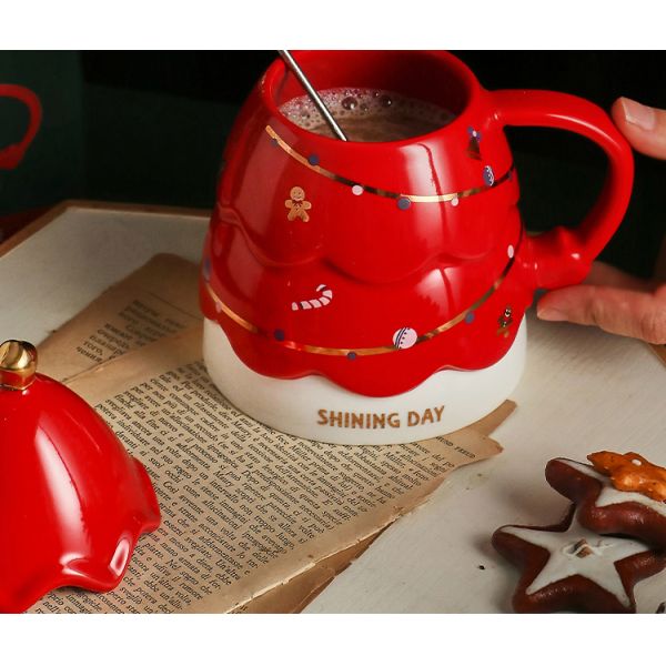 Christmas tree creative water sublimation cup ceramic mug coffee high-value couple sublimation cup