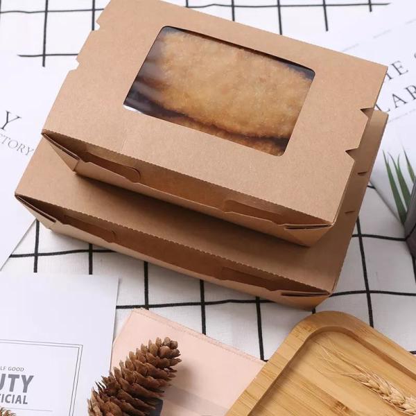 Printed Paper Bio Disposable Food Containers Takeaway Fast Food Packaging